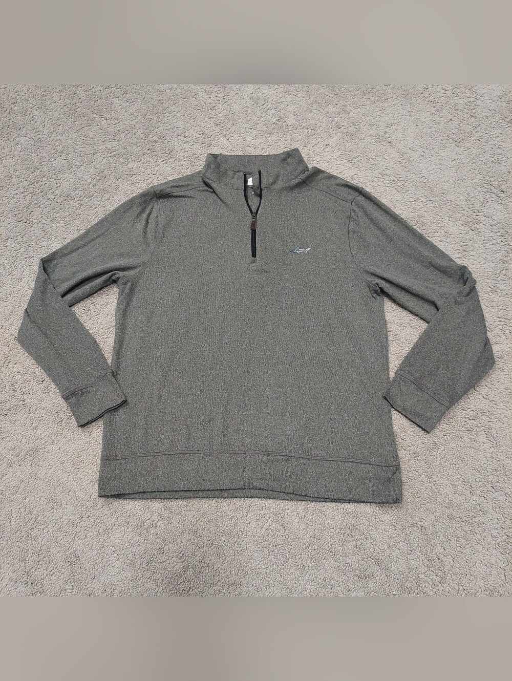 Greg Norman Men's Quarter Zip Sweater Medium Gray Shark Logo Long Sleeve